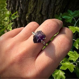 Handmade Sterling Raw Amethyst Ring